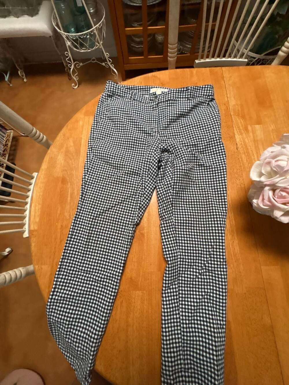 MICHAEL Michael Kors Black and White Gingham Check Ankle Pants - Picture 2 of 3